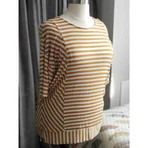 Mustard Stripe Dolman Sleeve Top